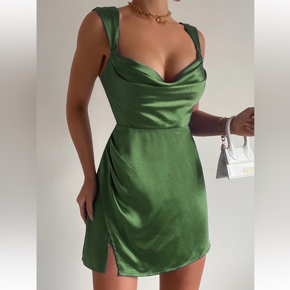 Runaway the Label- Havana satin Mini Dress Olive
